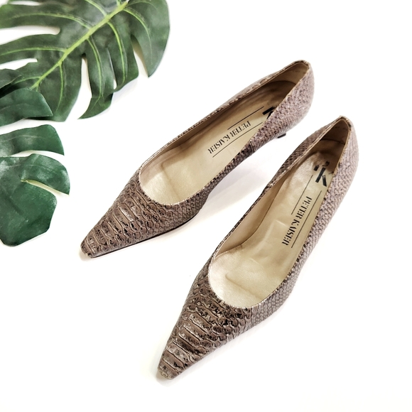 Peter Kaiser Taupe Textured Heels - Picture 2 of 16